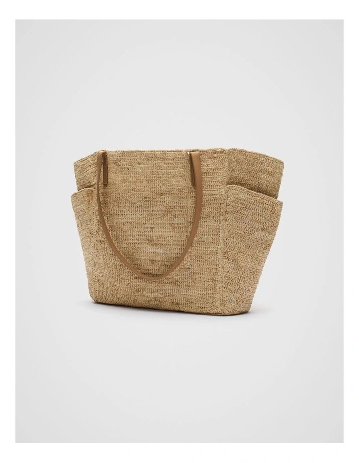 Raffia Tote Bag in Natural image 3