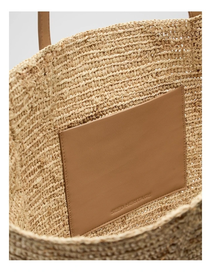 Raffia Tote Bag in Natural image 4