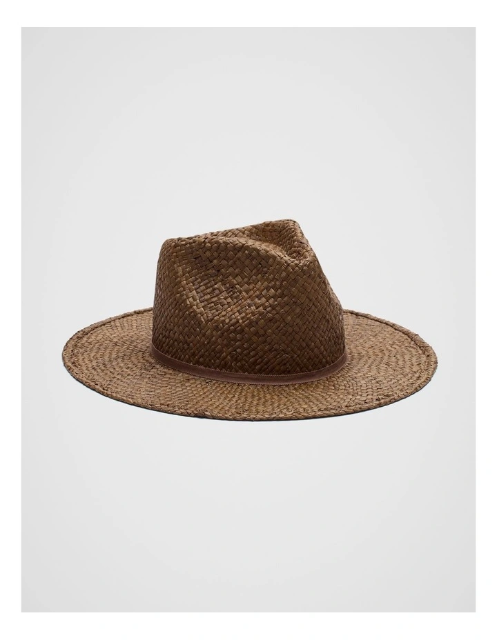 Woven Straw Fedora in Dark Praline image 1