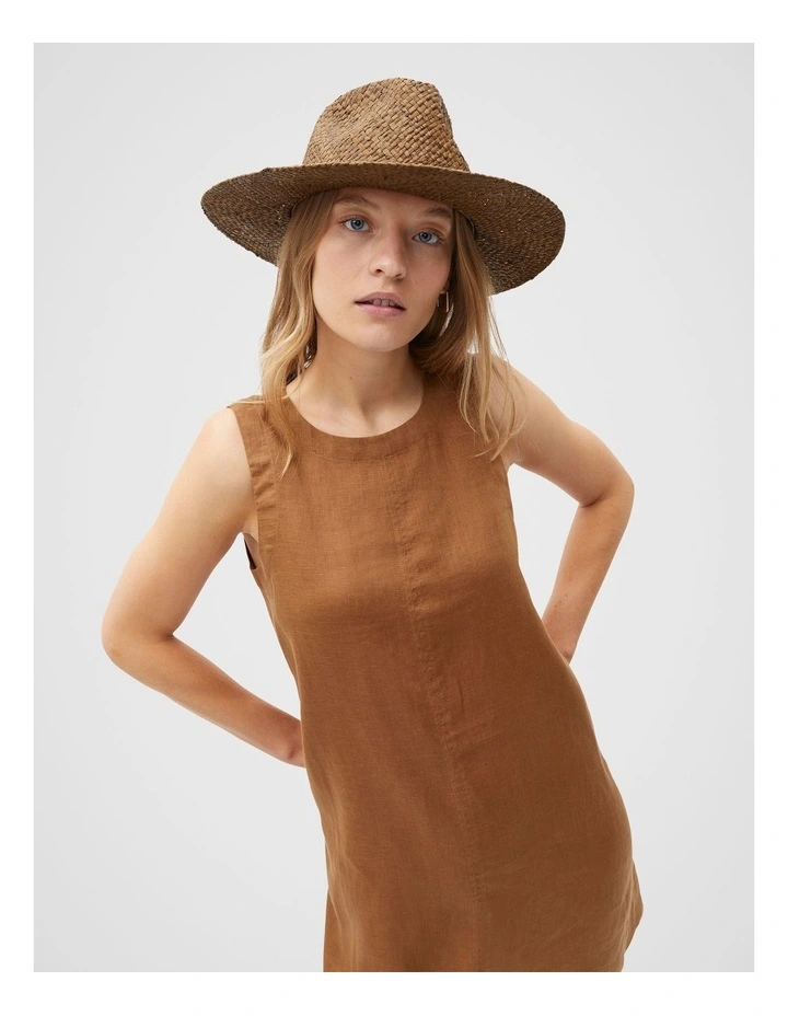 Woven Straw Fedora in Dark Praline image 2