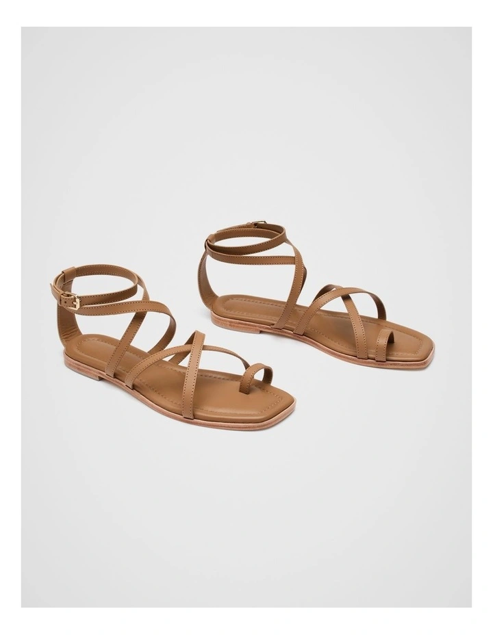 Addison Flat Sandal in Caramel image 3