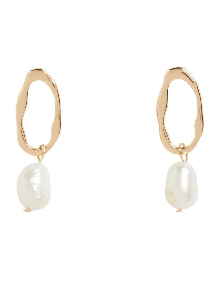 Organic Pearl Stud Earrings In Gold image 1