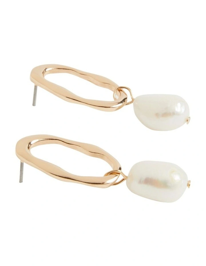 Organic Pearl Stud Earrings In Gold image 3
