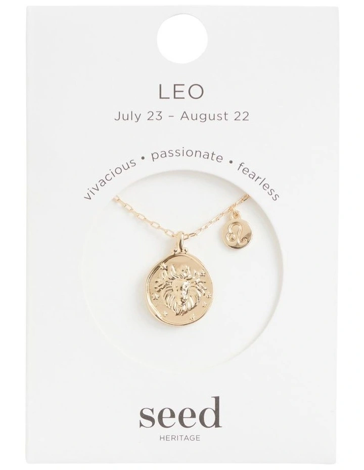 Leo Zodiac Necklace in Gold image 3