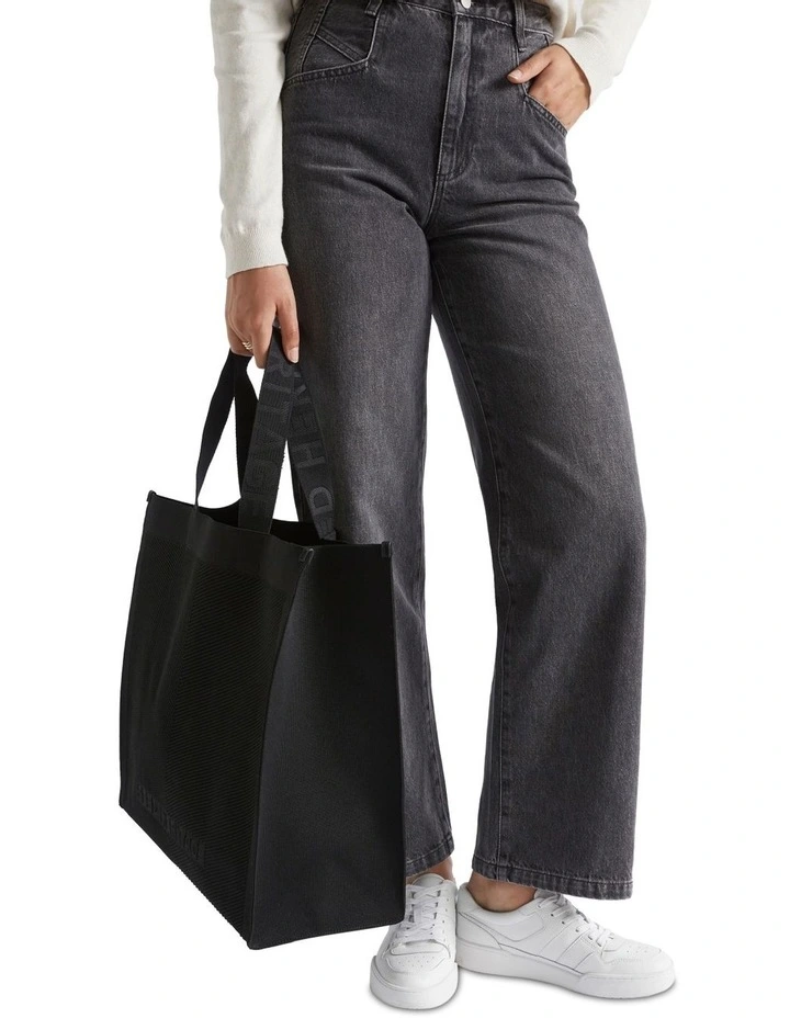 Knitted Tote in Black image 3