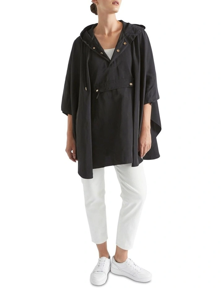 Packable Rain Poncho in Black image 1