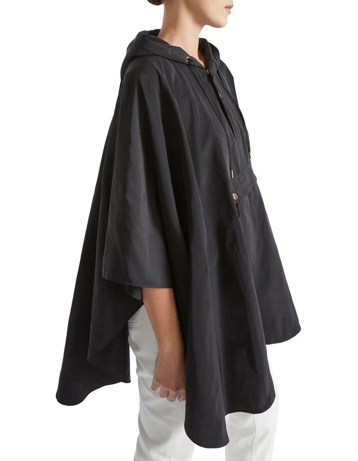 Packable Rain Poncho in Black image 2