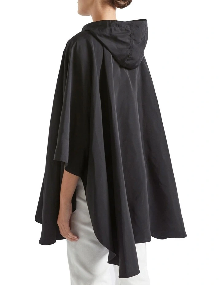 Packable Rain Poncho in Black image 3