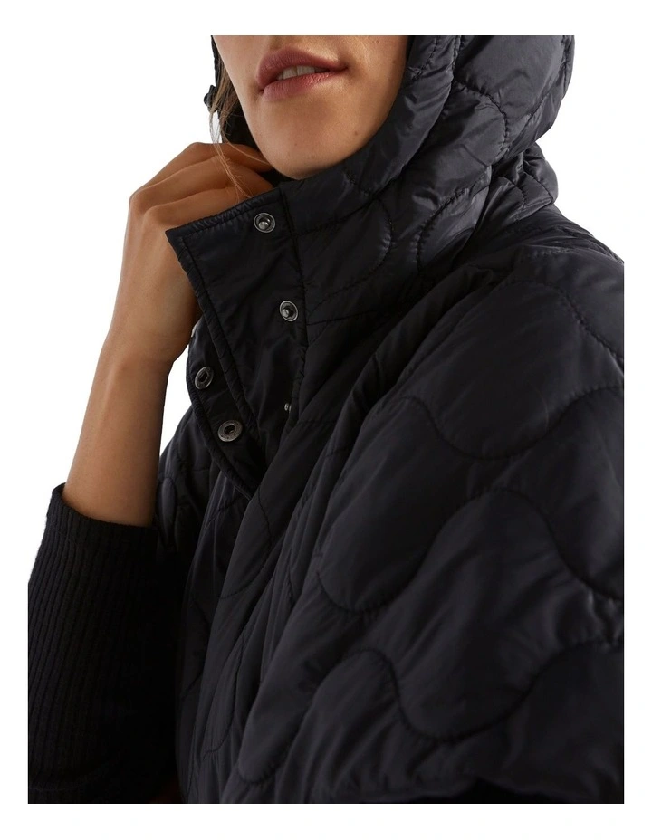Quilted Poncho in Black image 2