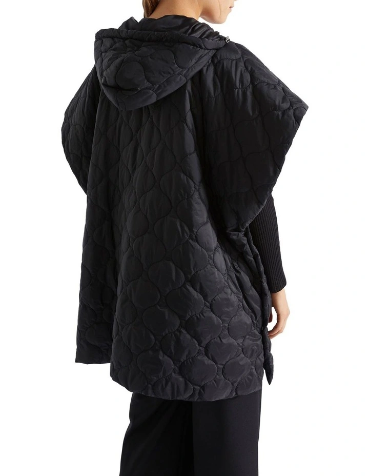 Quilted Poncho in Black image 3