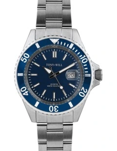 Diver Navy Face Watch in Silver