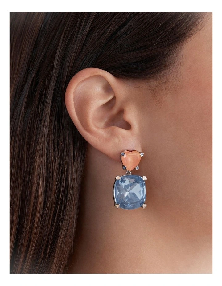 Bliss Heart Earrings in Chalk Blue image 4