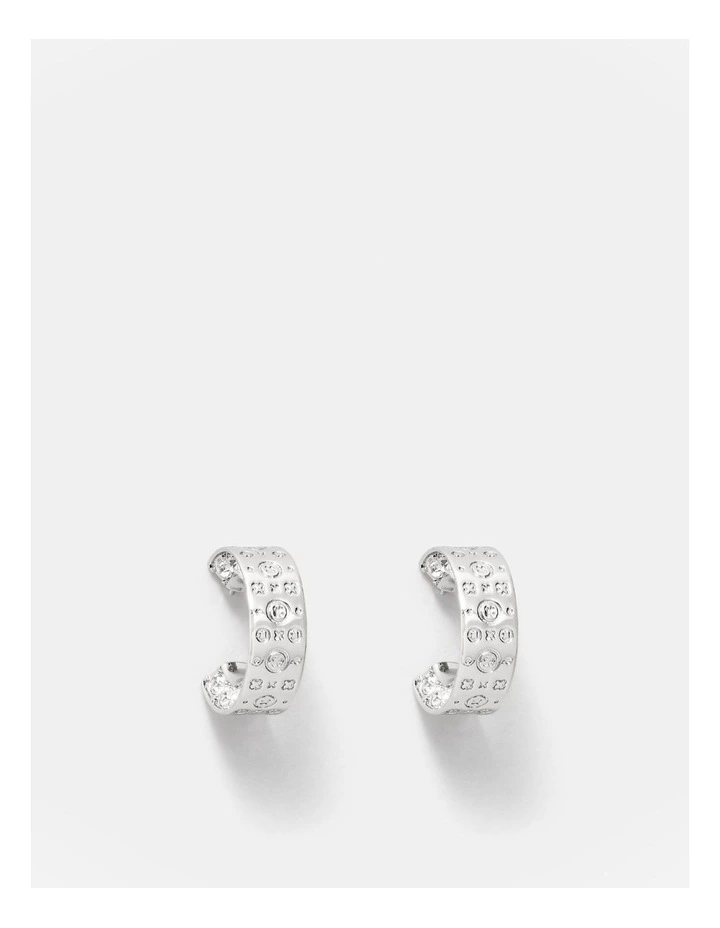 Cipher Hoop Earrings in Silver image 1