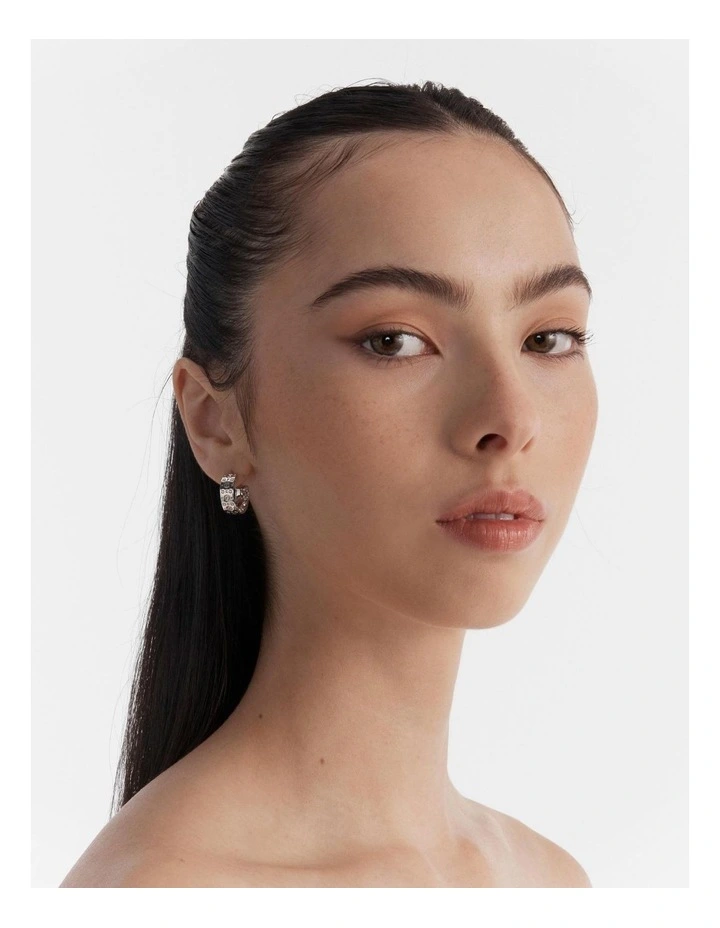 Cipher Hoop Earrings in Silver image 2