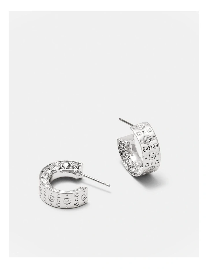 Cipher Hoop Earrings in Silver image 3