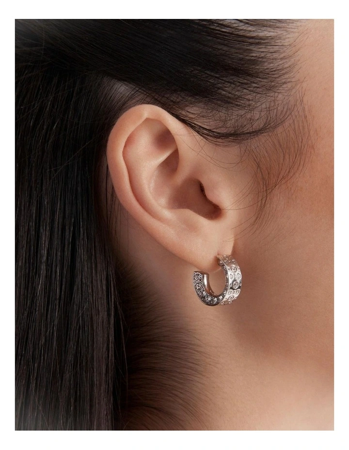 Cipher Hoop Earrings in Silver image 4