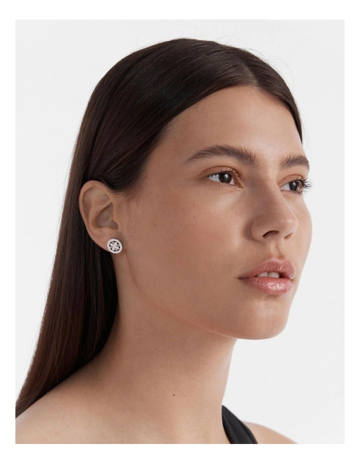 Cipher Stud Earrings in Silver image 2