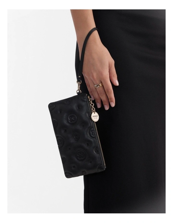 Flashback Leather Wristlet Pouch in Black image 2
