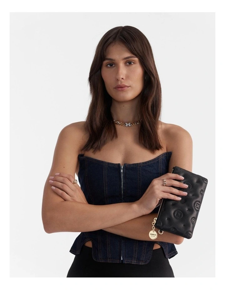 Flashback Leather Wristlet Pouch in Black image 4