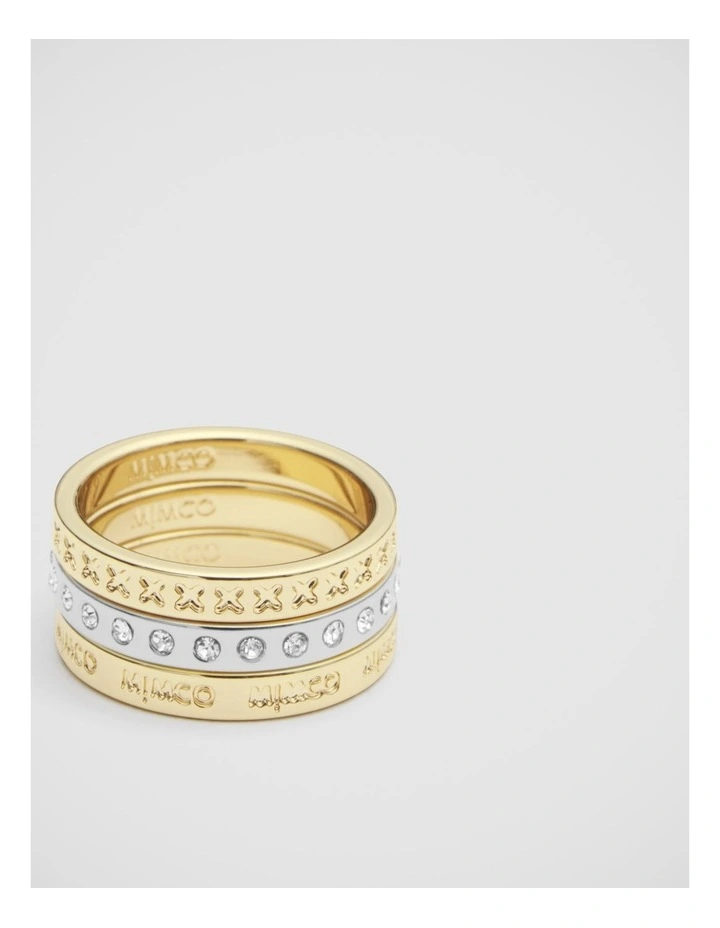 Halo Ring Stack in Gold Silver image 1