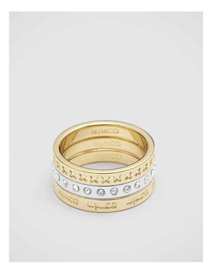 Halo Ring Stack in Gold Silver image 5