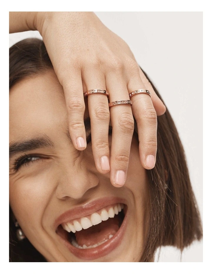 Halo Ring Stack in Rose Gold image 4
