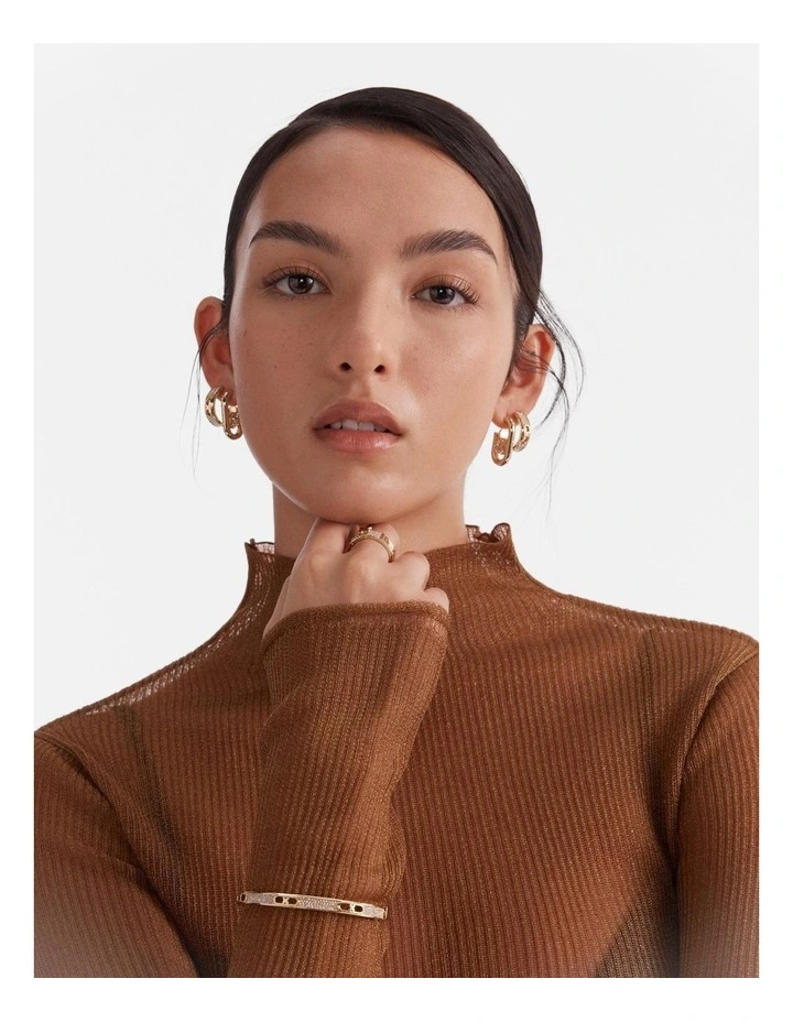 Everly Pave Bangle in Gold image 3