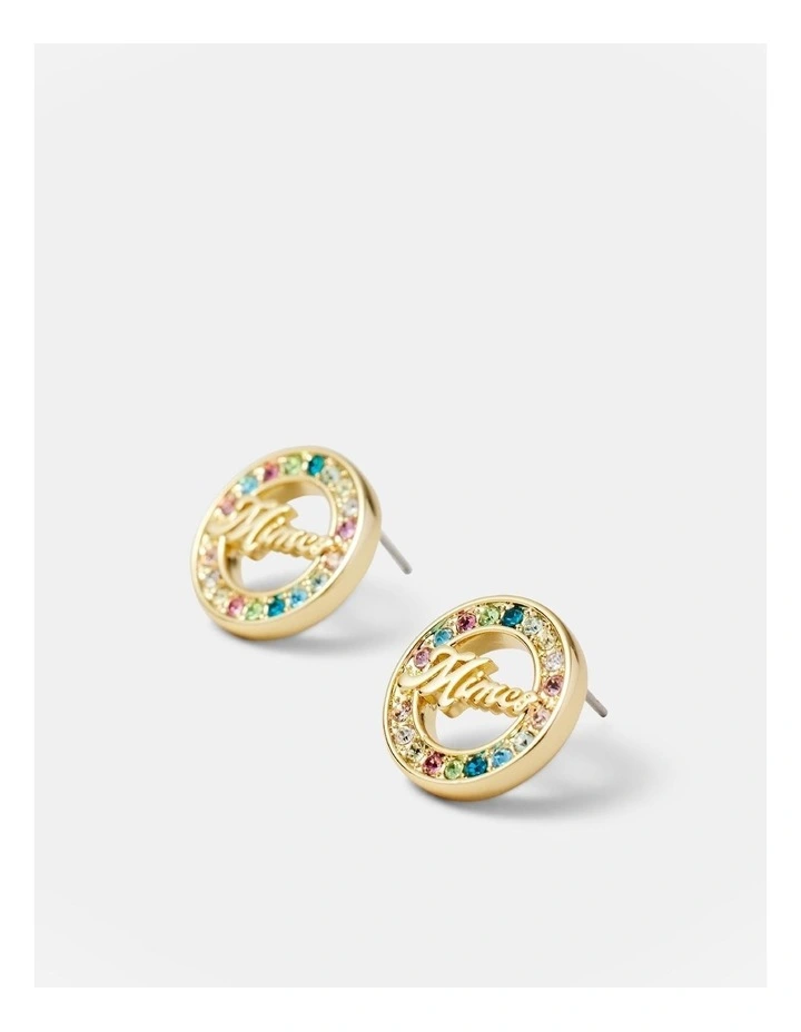 Miami Pave Stud Earrings in Multicolour image 3