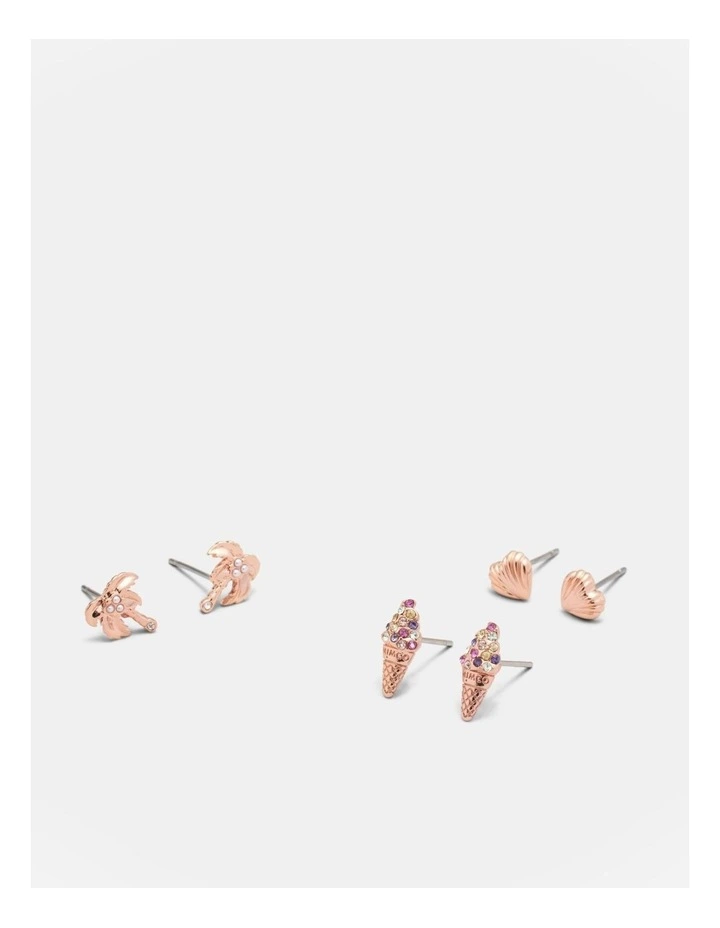 Miami Stud Earrings Set in Rose Gold image 3