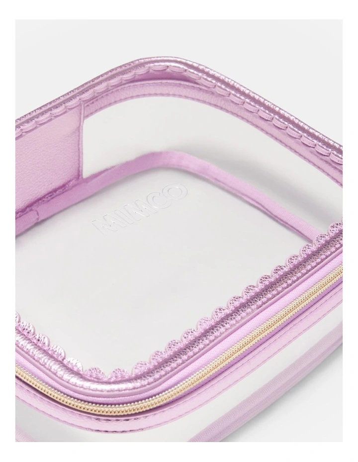Paradise Large Cosmetic Bag in Metallic Pink image 3