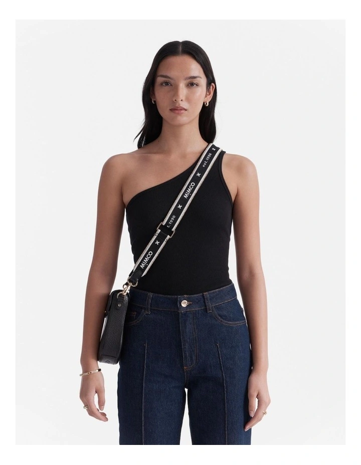 Mim 96 Webbing Bag Strap in Black/Light Gold image 2