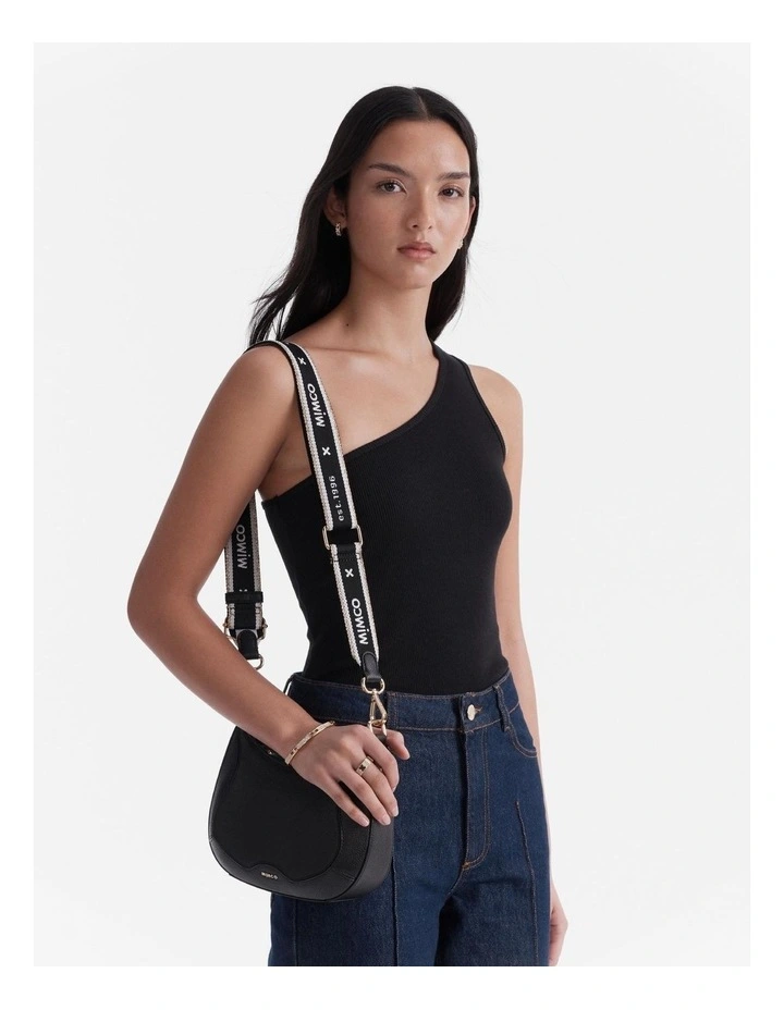 Mim 96 Webbing Bag Strap in Black/Light Gold image 3