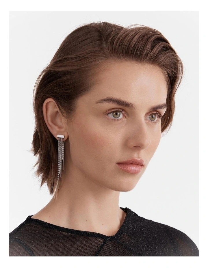 Urban Drop Earrings in Silver image 2