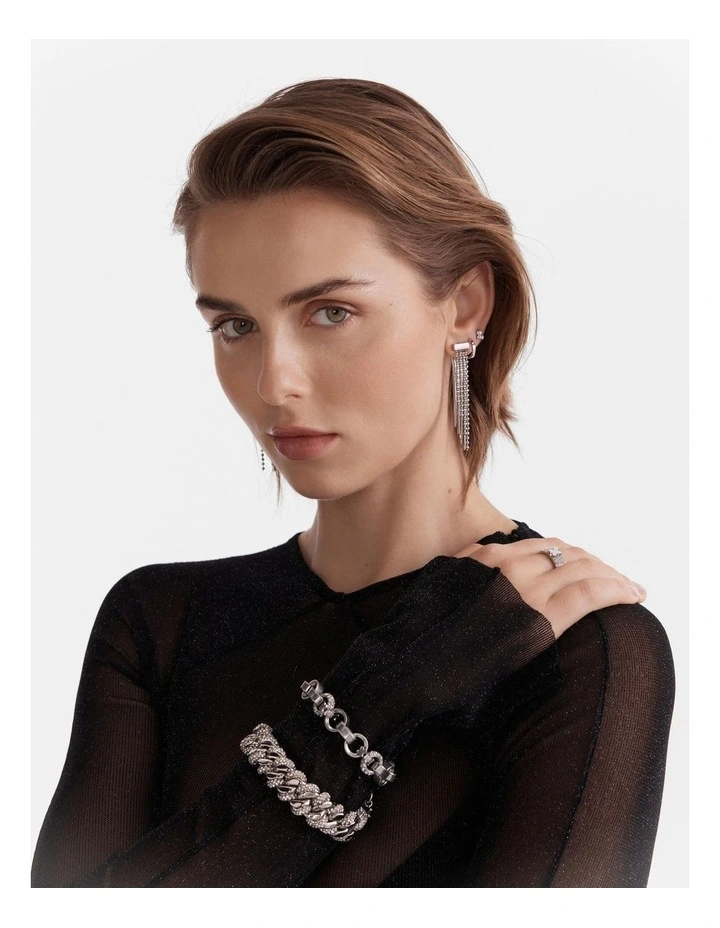 Urban Drop Earrings in Silver image 4