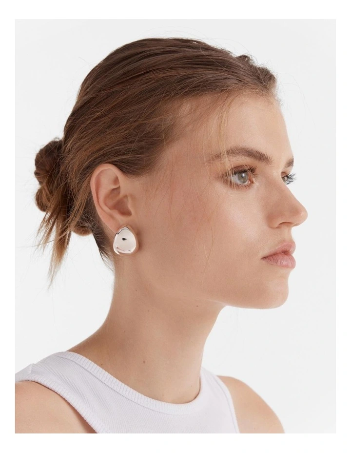 Nova Hoop Stud Earrings in Silver image 2