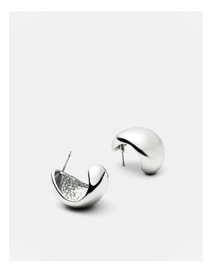 Nova Hoop Stud Earrings in Silver image 3