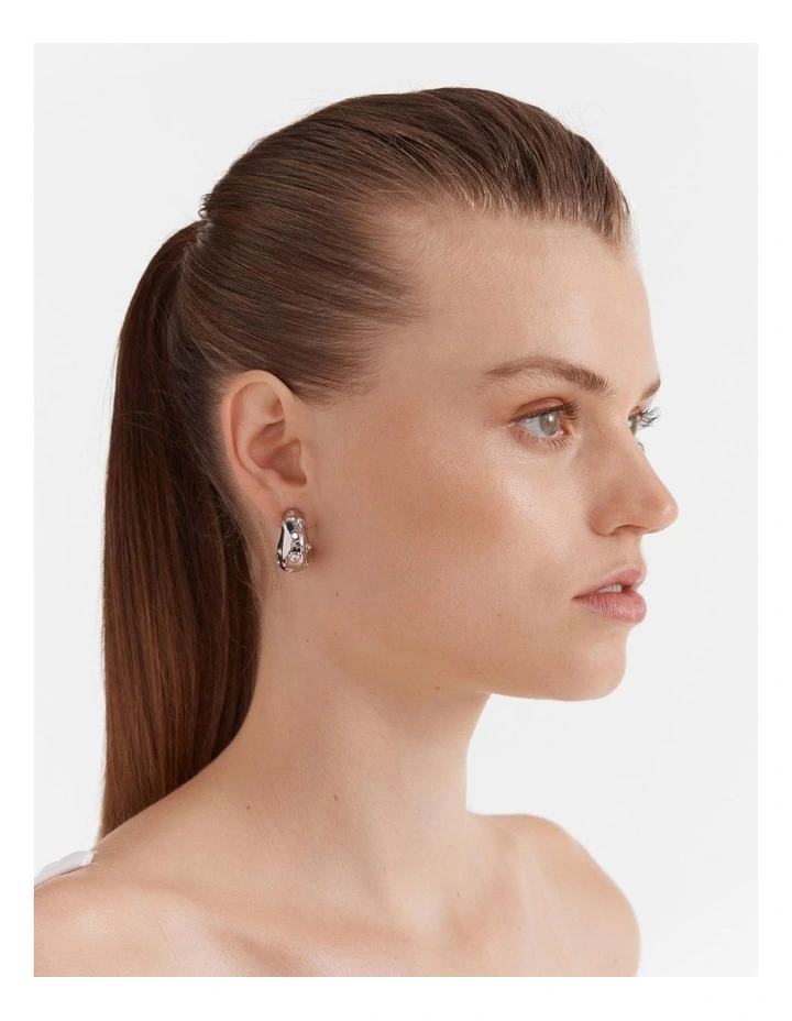 Meteor Hoop Earrings in Silver image 2