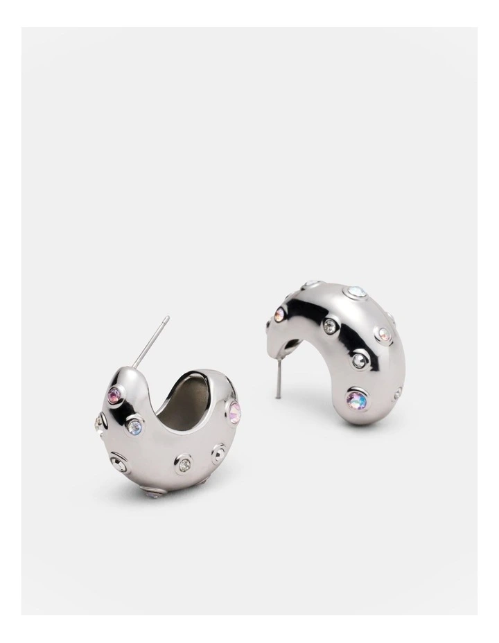 Meteor Hoop Earrings in Silver image 3