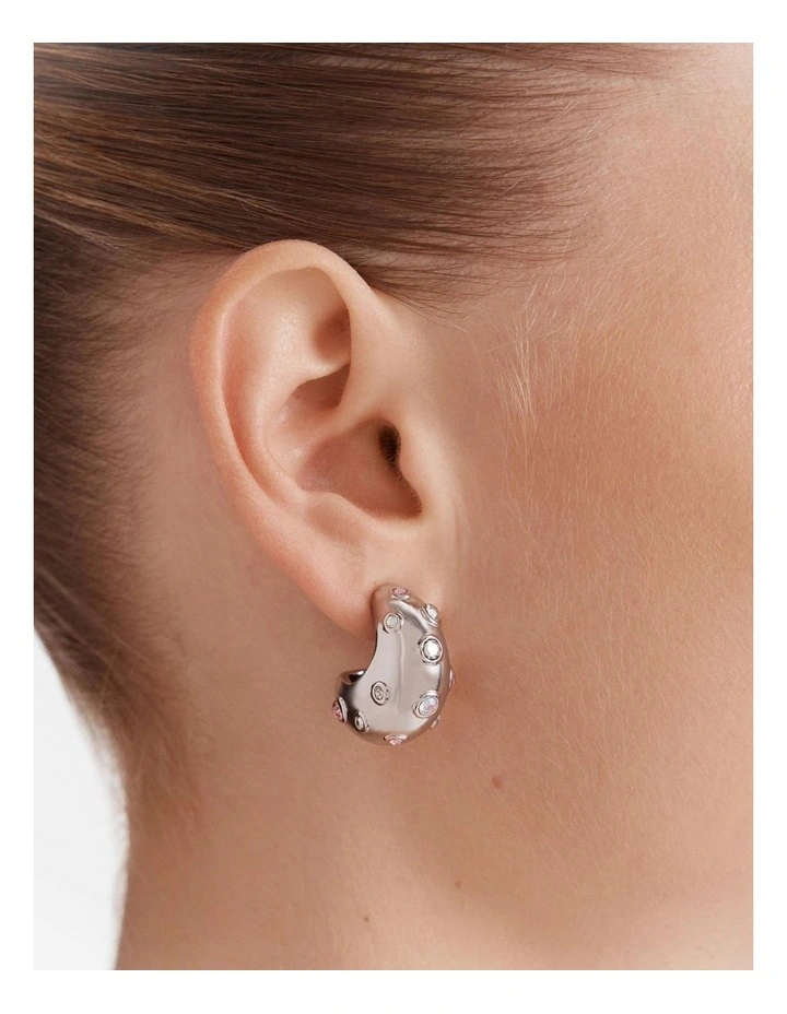 Meteor Hoop Earrings in Silver image 4