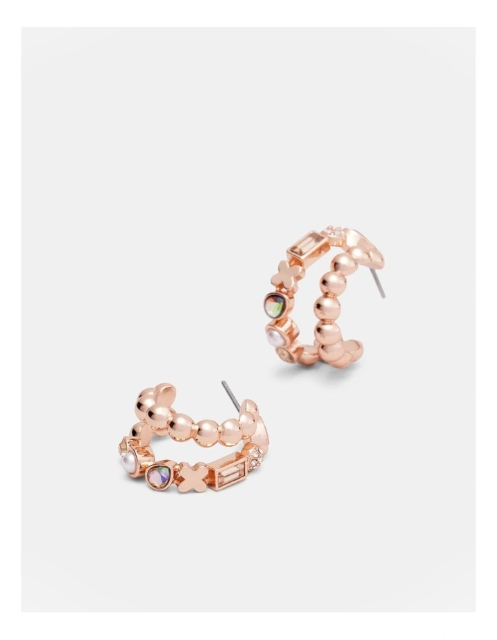Paradisal Double Hoop Earrings in Rose Gold image 3