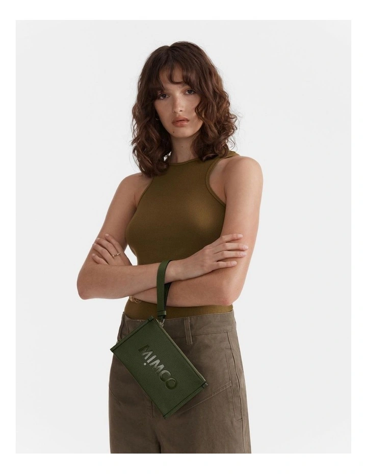 Patch Leather Pouch in Winter Moss image 2