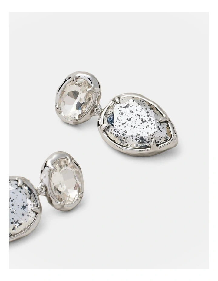 Reflective Drop Earrings in Silver image 3