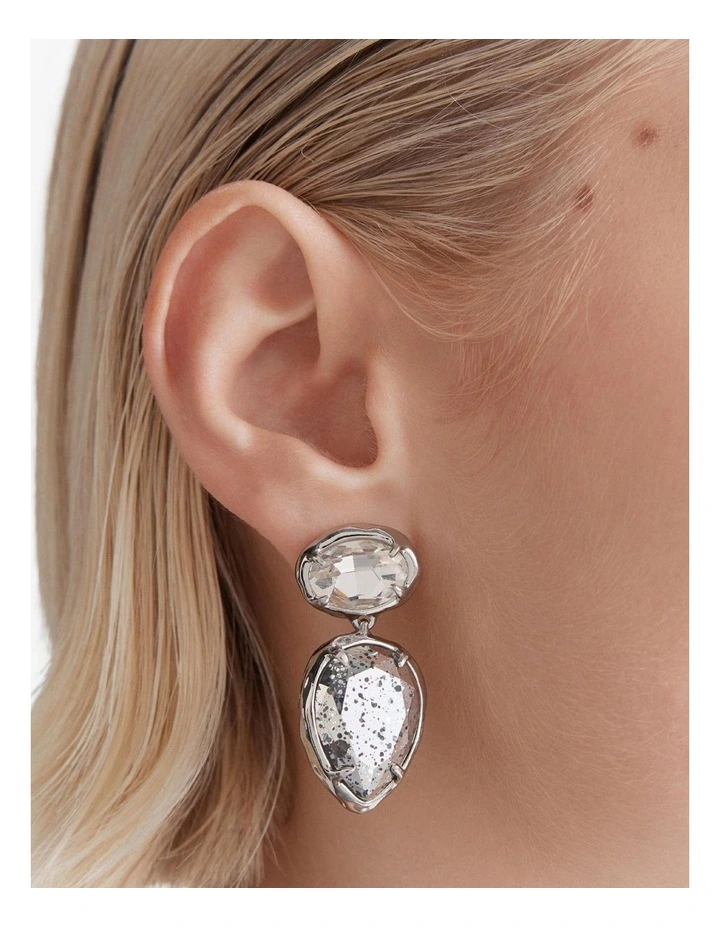 Reflective Drop Earrings in Silver image 4