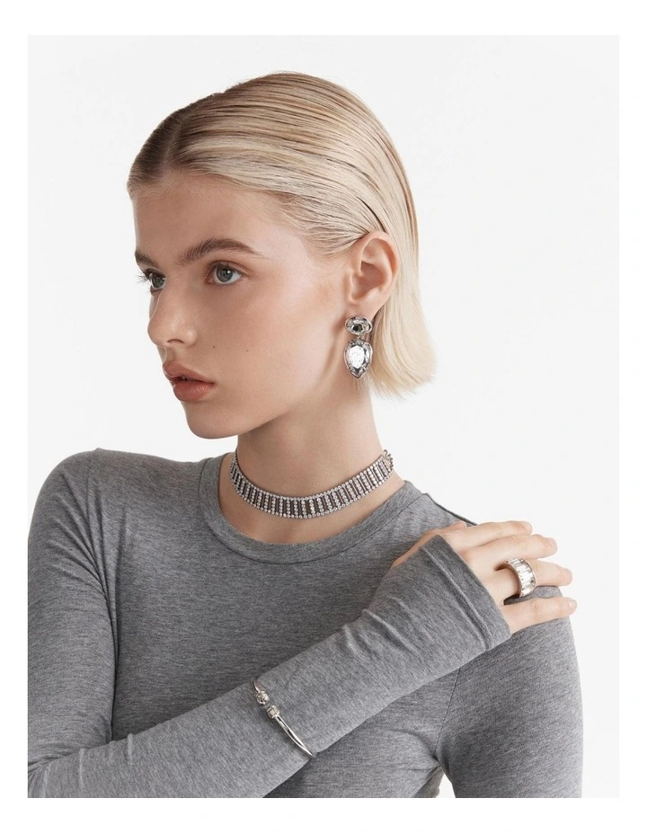 Reflective Drop Earrings in Silver image 5