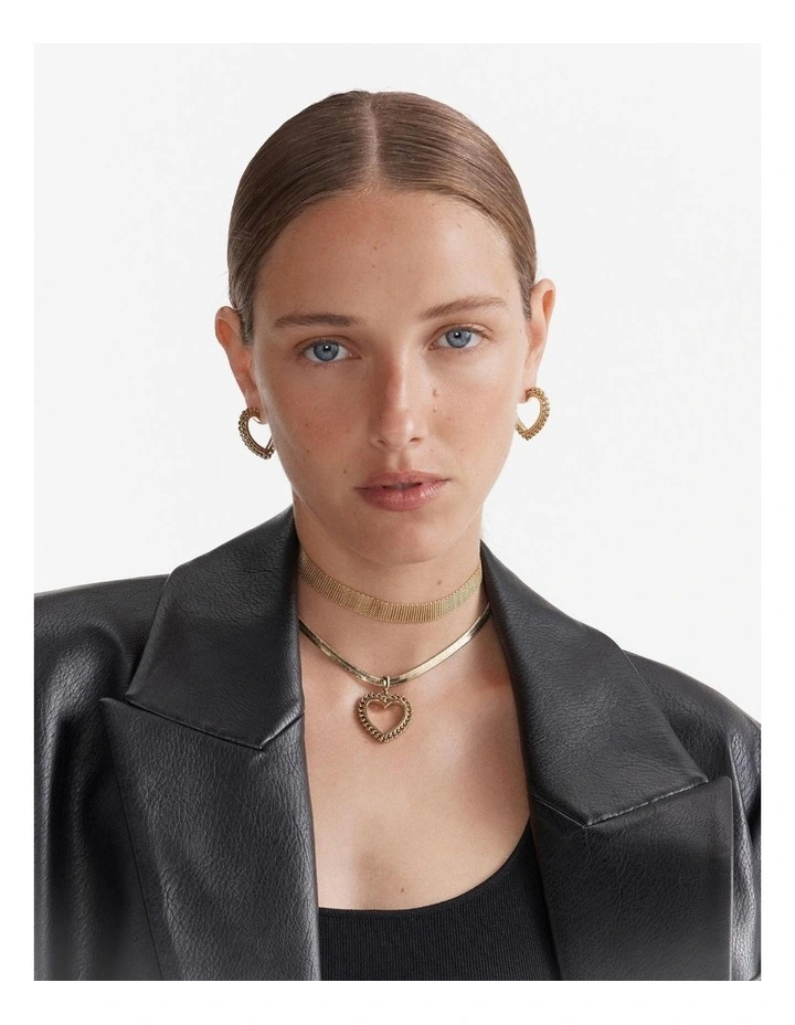 Chained Heart Hoop Earrings in Gold image 5