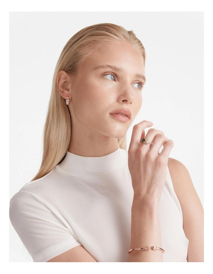 Tracked Huggie Hoop Earrings in Rose Gold image 5