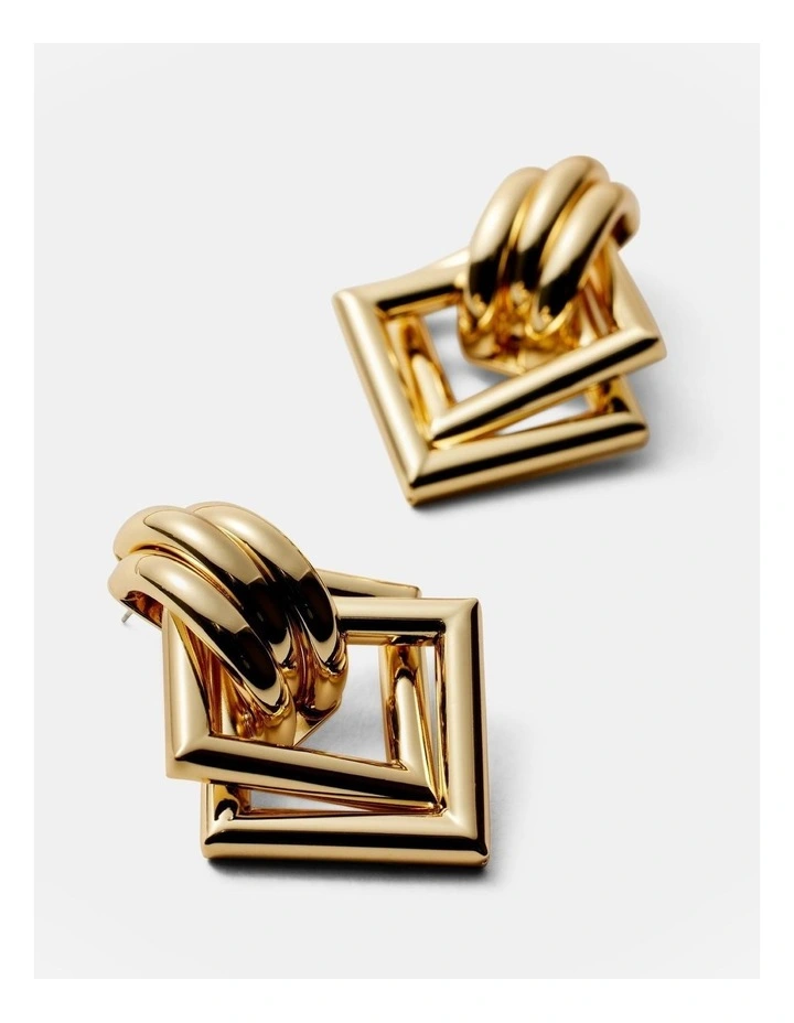 Square One Earrings in Gold image 3