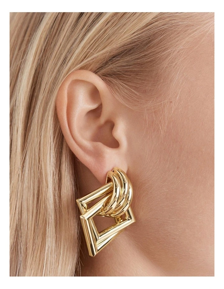 Square One Earrings in Gold image 4