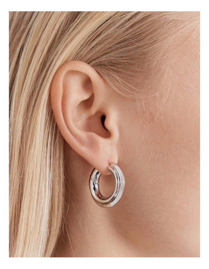Lets Groove Large Hoop Earrings in Silver image 4
