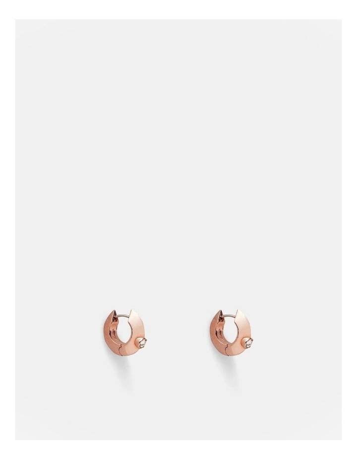 The Edge Huggie Hoop Earrings in Rose Gold image 1
